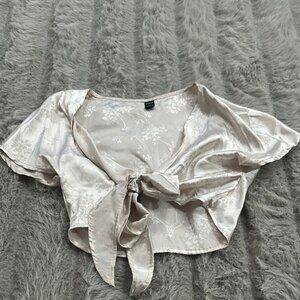 Elegant Cream Tie-Front Top